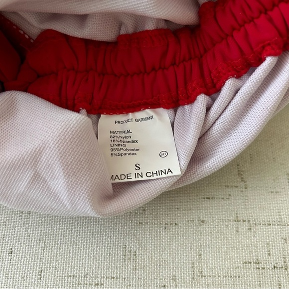 Bathing Suit, One Piece, Red, Tie Cinched Waste, size small full coverage NWOT - Picture 8 of 9